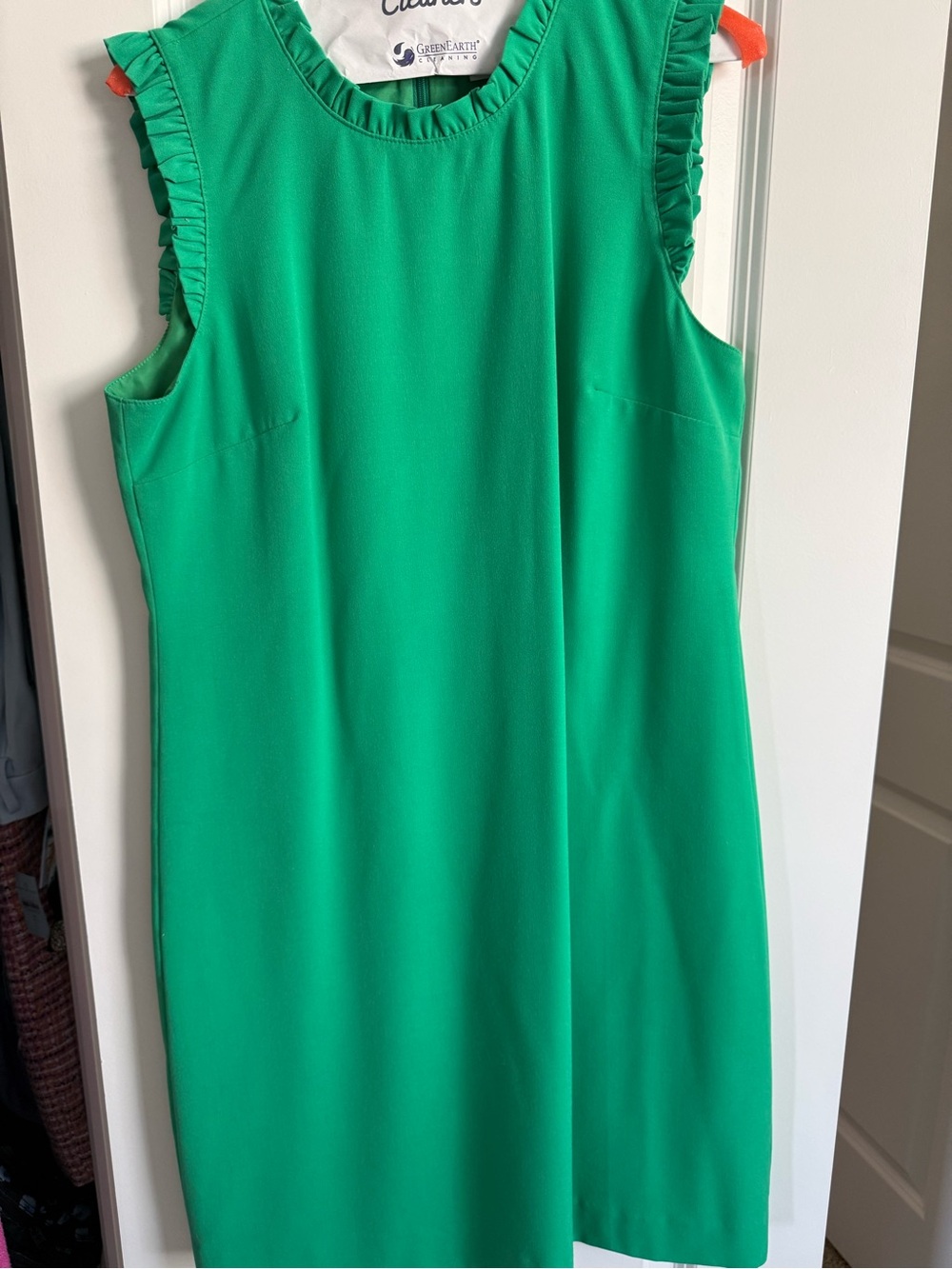 J. Crew Bright Green Ruffle-Trim Mini Dress